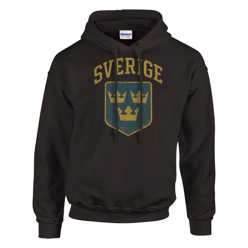 Hoodie – Sverige Retro Tre Kronor