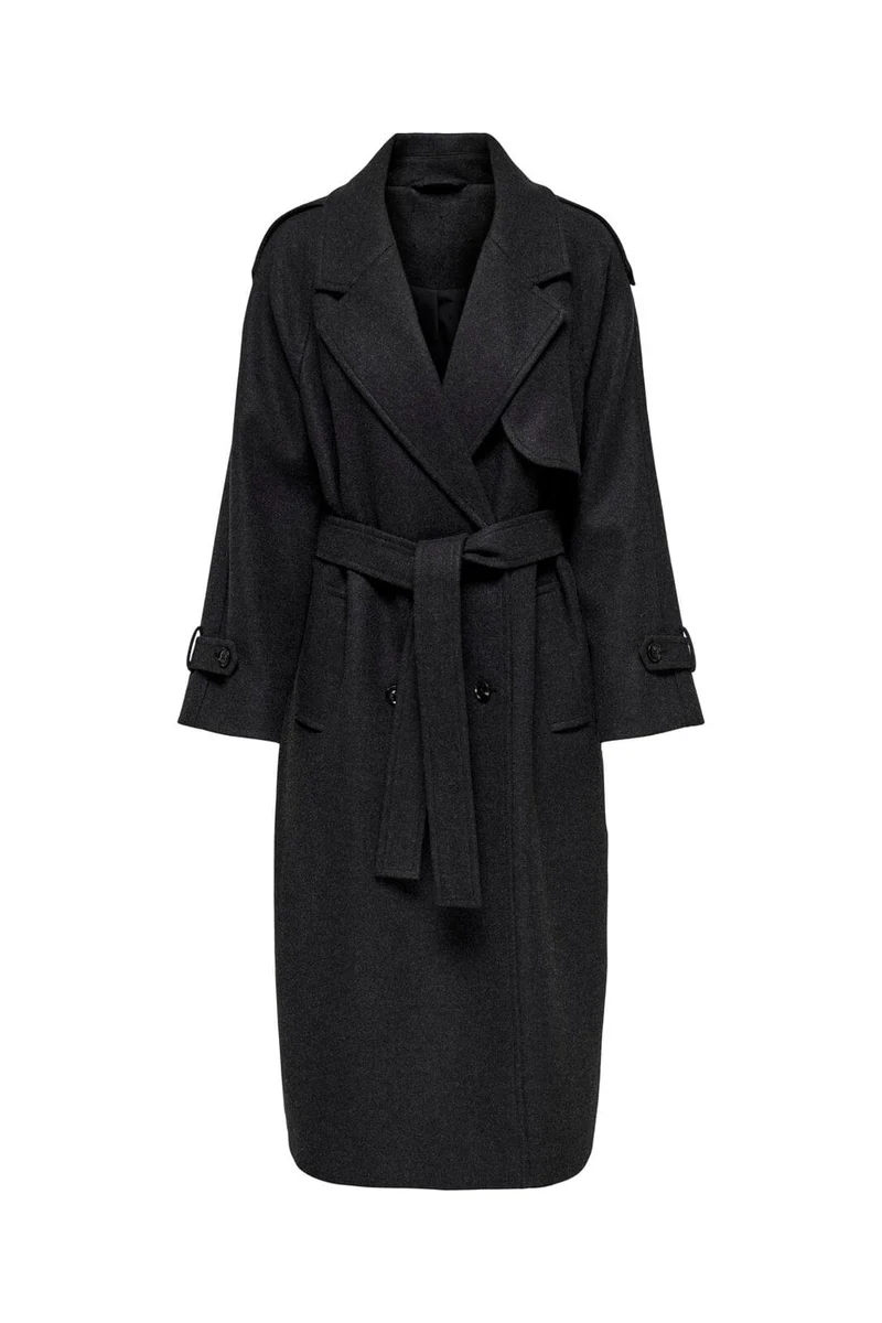 Only - Onldear-Trillion Long Belt Coat - 4732311 Dark Grey Melange