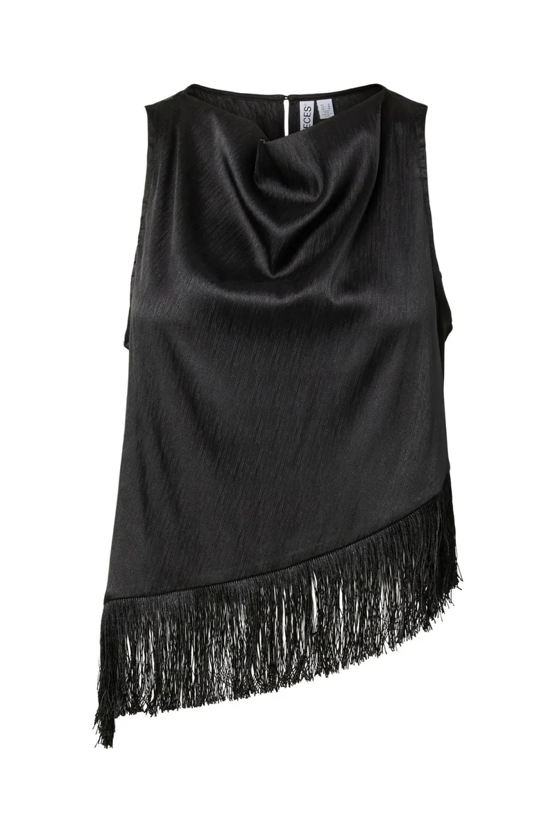 Pieces - Pcanne Sl Frill Top - 5205154 Black