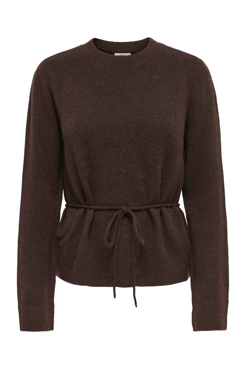 Jdy - Jdyelsa Life L/S On Tie Waist Pullov Knt - 5104895 Coffee Bean Melange