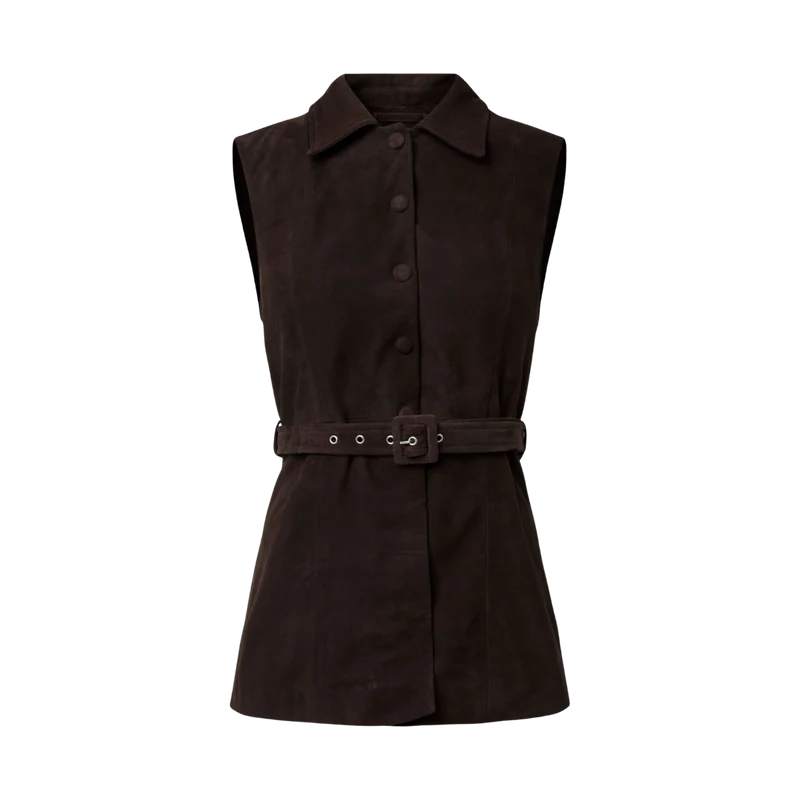 YASRie Suede Waistcoat - Coffee Bean