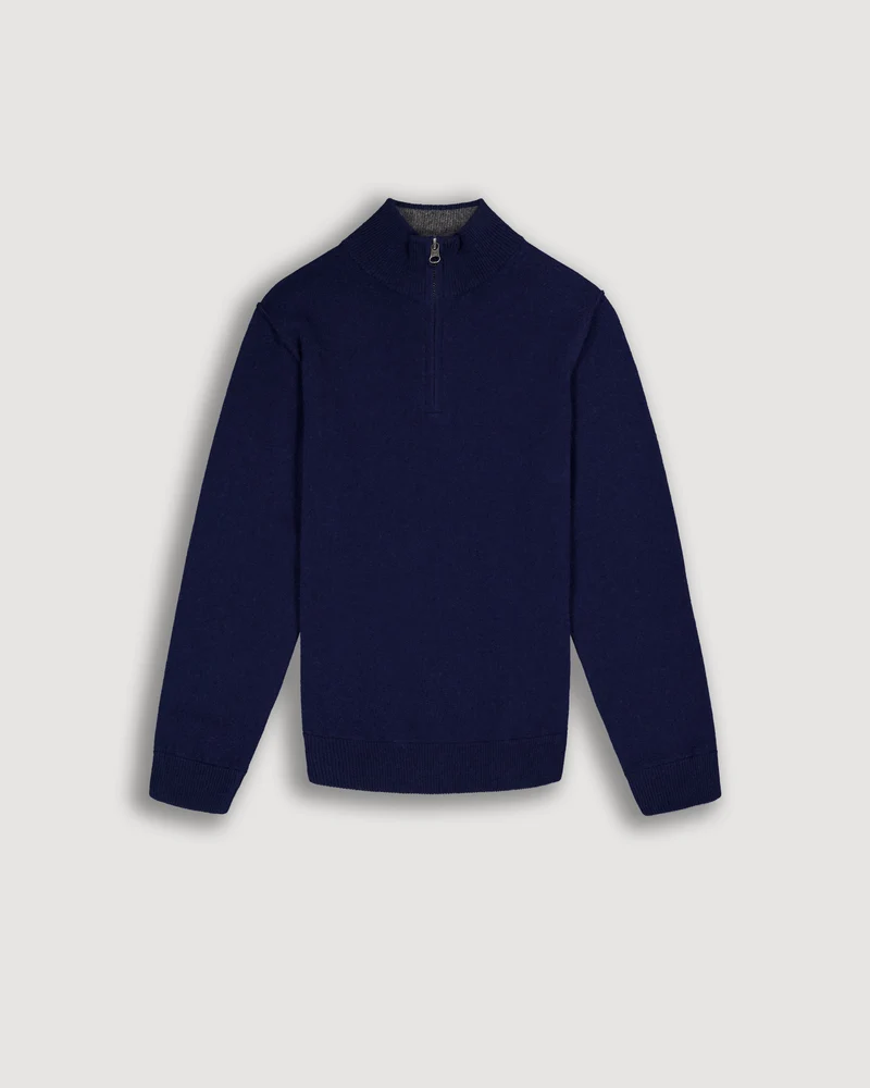 KNITTED CASHMERE TRUCKER PULLOVER