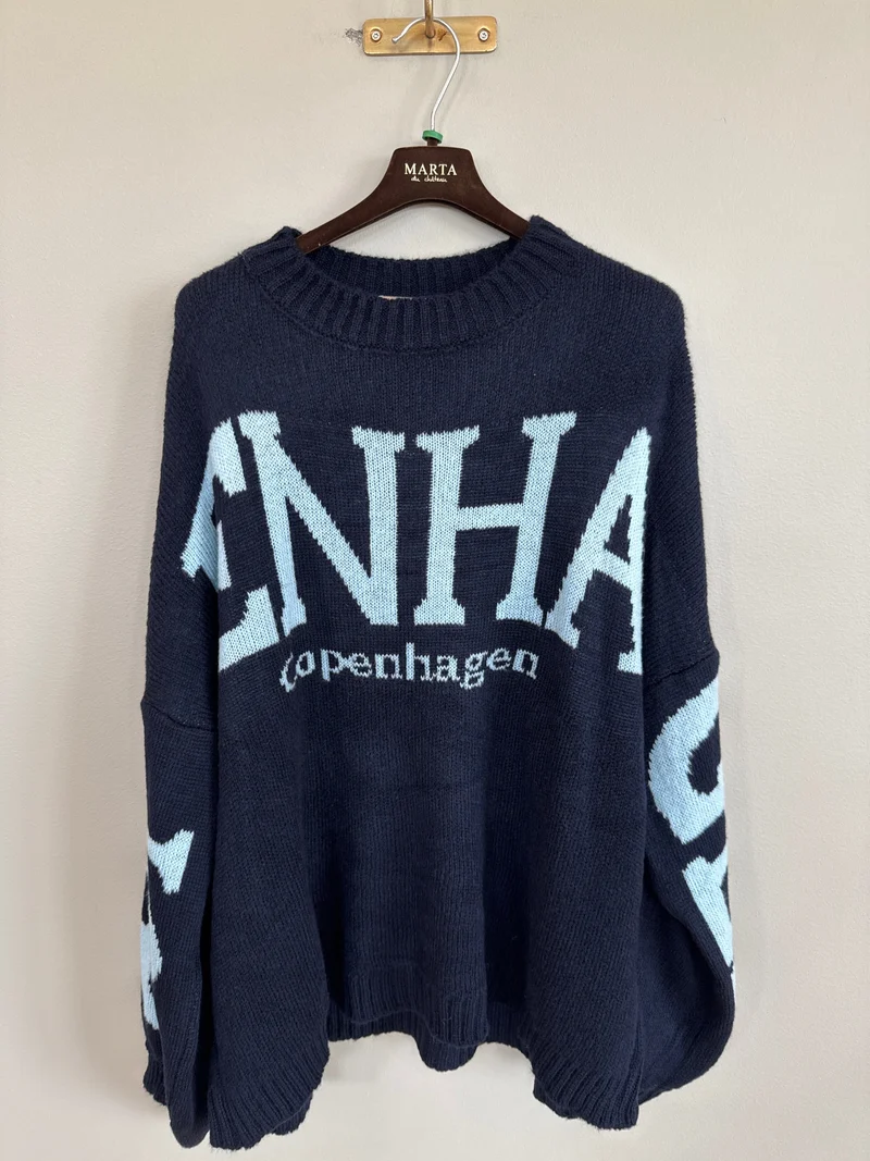 Marta Du Chateau - Mdcaria Knit 8111 - Navy/Light Blue