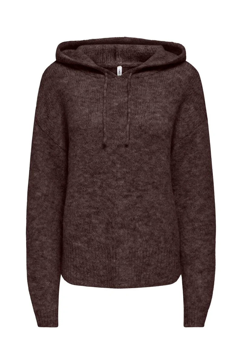 Only - Onlnellie Ls Hoodie Cc Knt - 5100928 Coffee Bean Melange