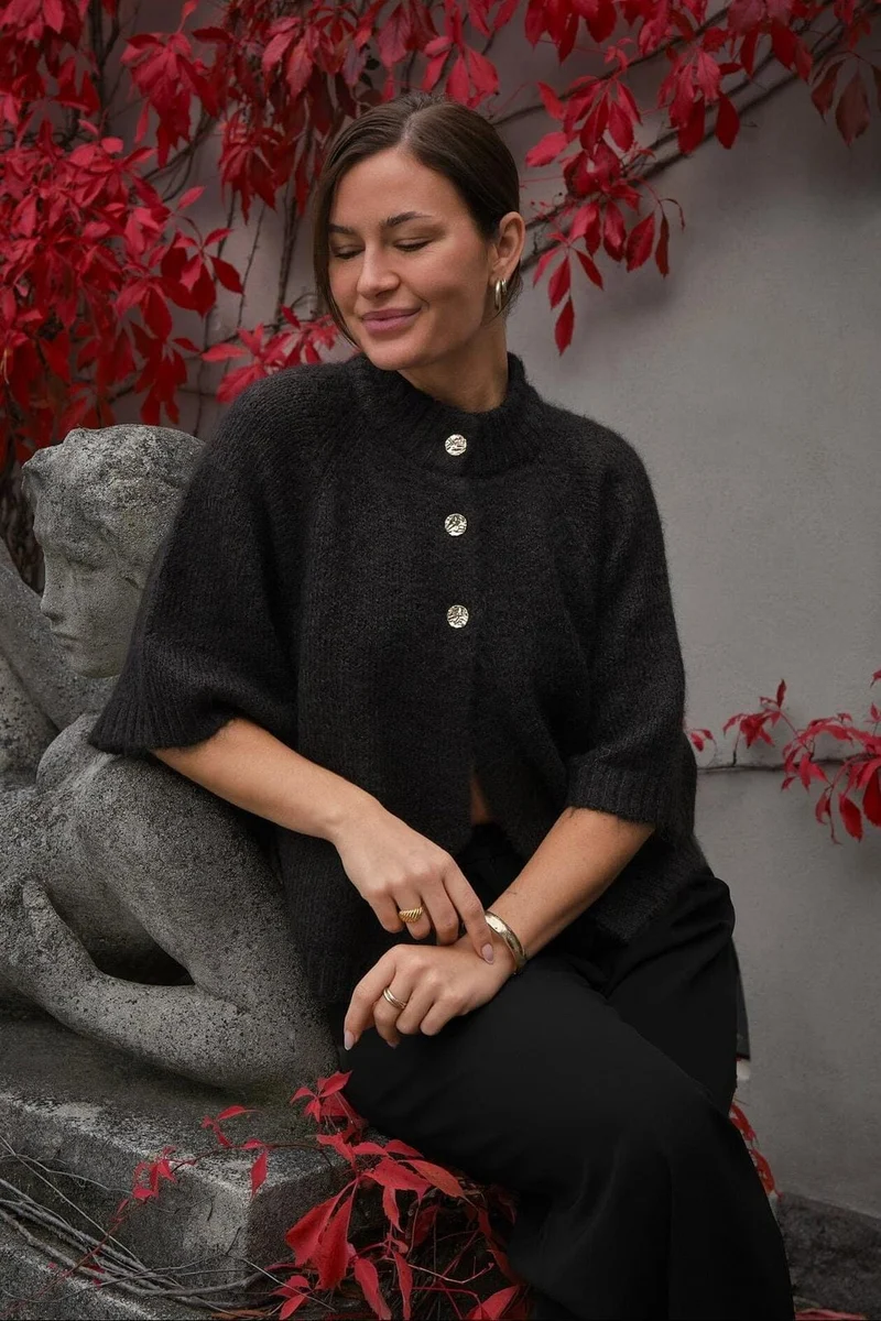 Neo Noir - Benuta Fluffy Knit Cardigan 165816 - 676 - Dark Brown
