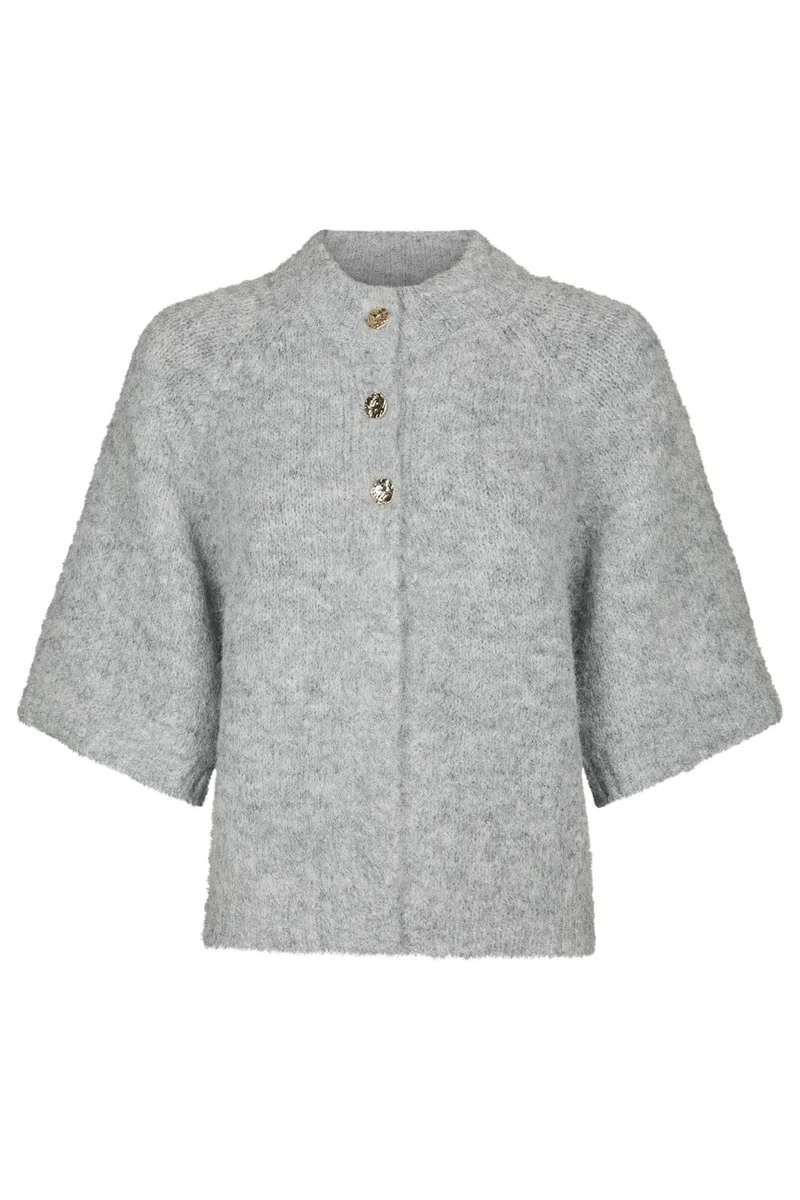 Neo Noir - Benuta Fluffy Knit Cardigan 165816 - 133 - Grey Melange
