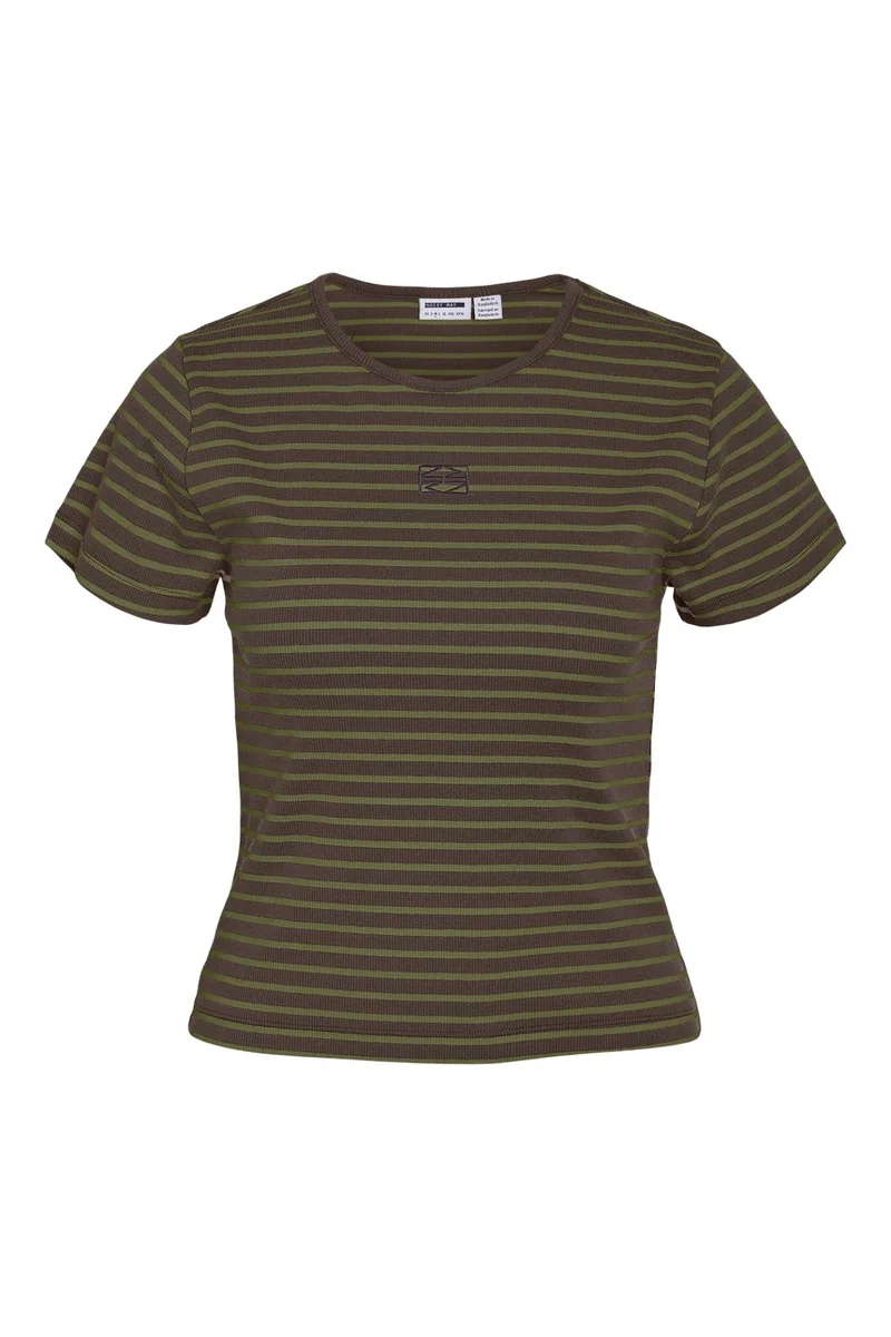 Noisy May - Nmjudy S/S Striped Baby Tee - 5217566 Hot Fudge Avocado