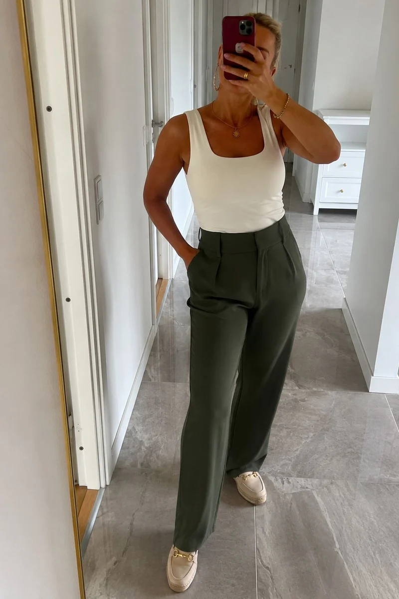 Valentin Studio - Pretty Pants Wide 163193 - 151 - Army