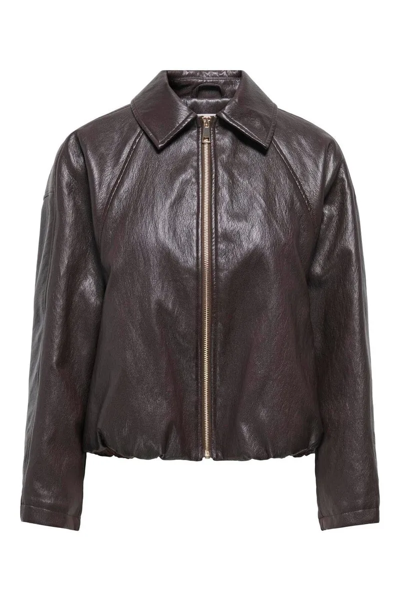 Only - Onlmasja Faux Leather Padded Bomber - 5132398 Chocolate Torte