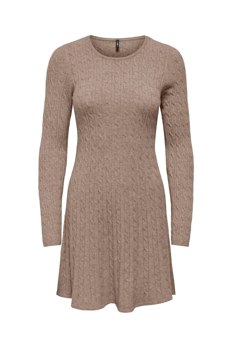 Only - Onlibi Ls O-Neck Cable Dress Cc Knt - 5100472 Mocha Meringue