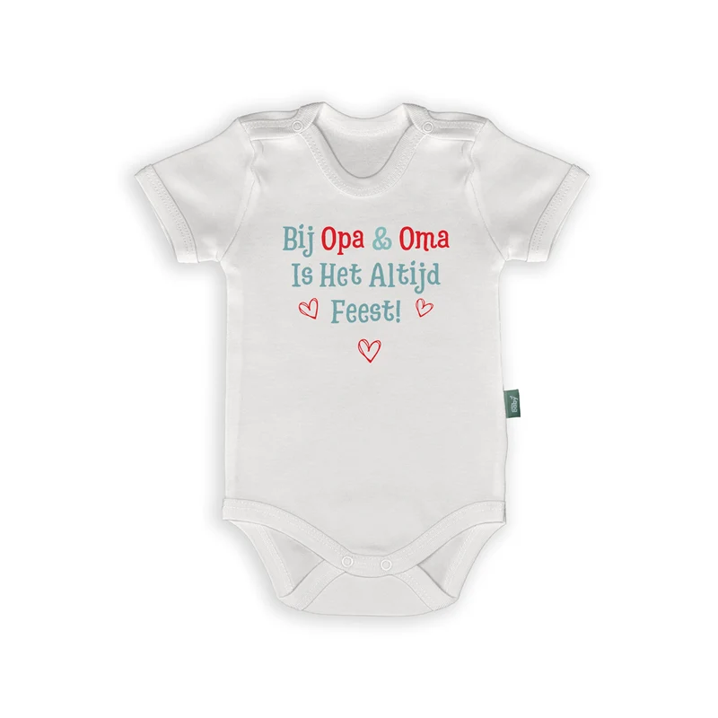 Romper met Tekst voor Grootouders – Bij Opa & Oma is het Altijd Feest! – Lief Cadeau voor Baby’s