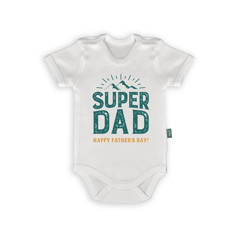 Super Dad Romper – Stoer Vaderdag Cadeau met Berg Design en Tekst Happy Father's Day