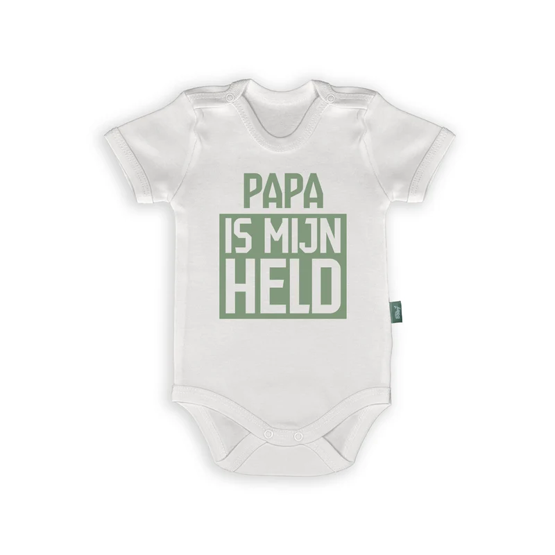 Held voor het Leven Romper – Witte Babypakje met Tekst “Papa is mijn held” – Origineel Vaderdag Cadeau voor Baby’s