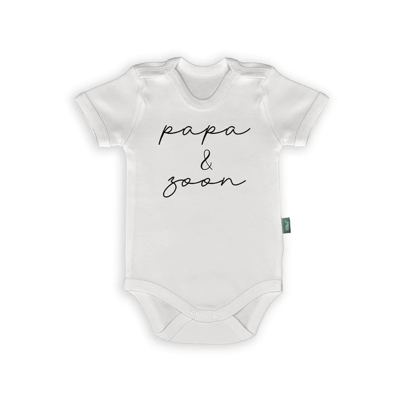 Vader en Zoon Romper – Witte Babypakje met Tekst “Papa & Zoon” – Lief Cadeau voor Kersverse Papa