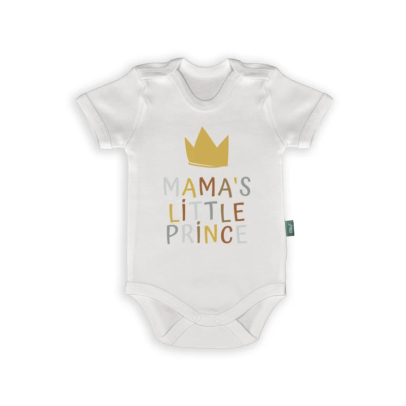 Mama’s Little Prince Romper – Lief en Stoer Cadeautje met Kronenprint voor Babyjongens