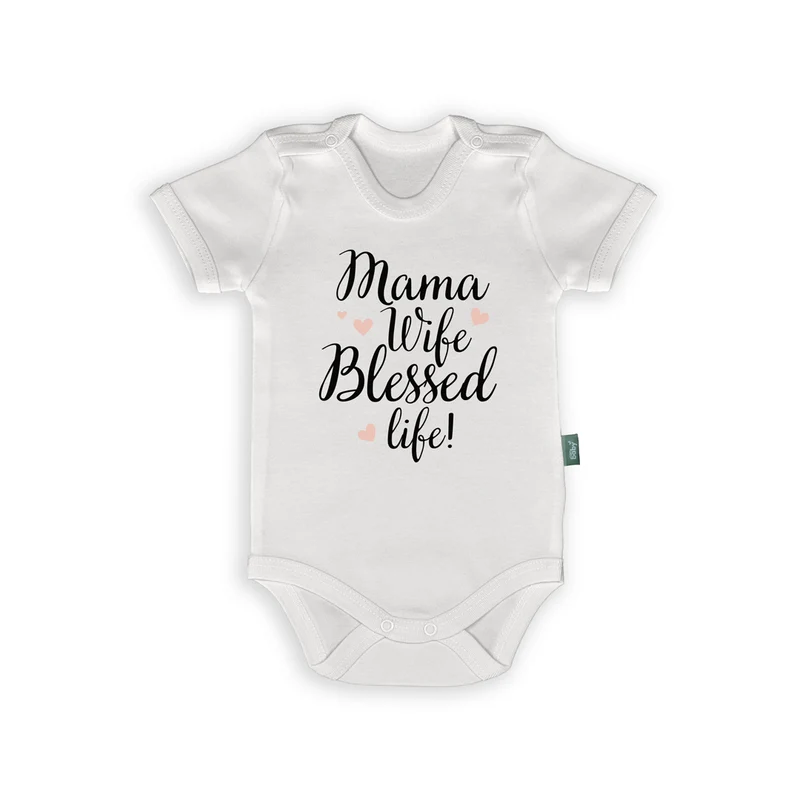 Rompertje met Tekst – “Mama Wife Blessed Life” – Lief Cadeau voor Moeder & Vrouw