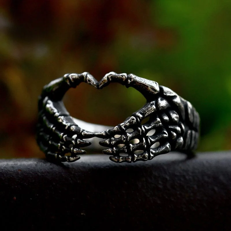 Punk Heart Skeleton Ring för män