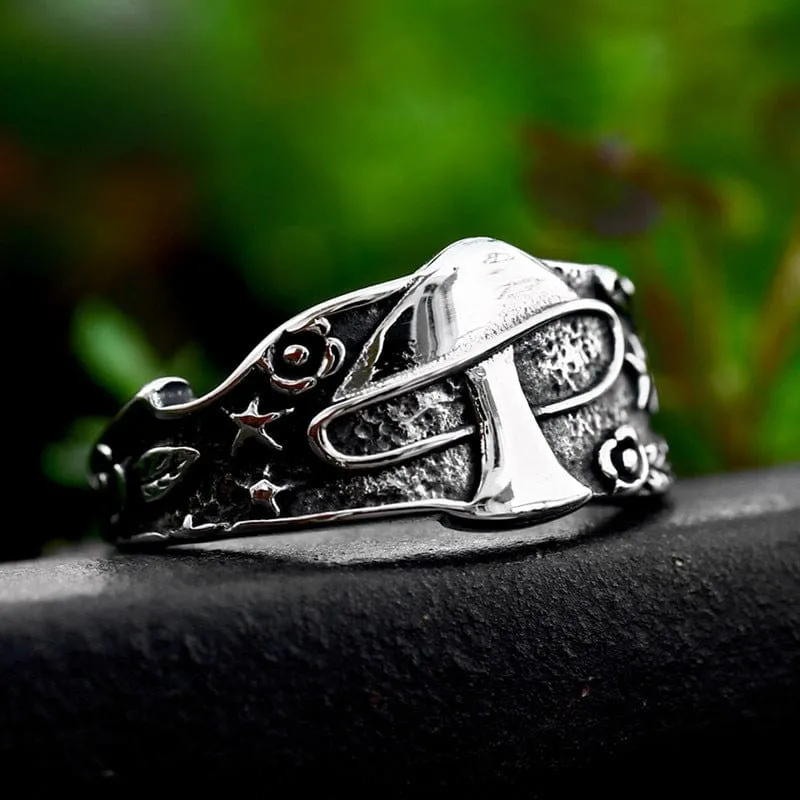 Punk Mushroom Star Ring för män