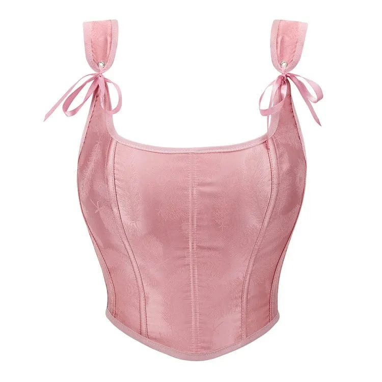 Grunge-snörningsfjädertryckt Bustier för kvinnor