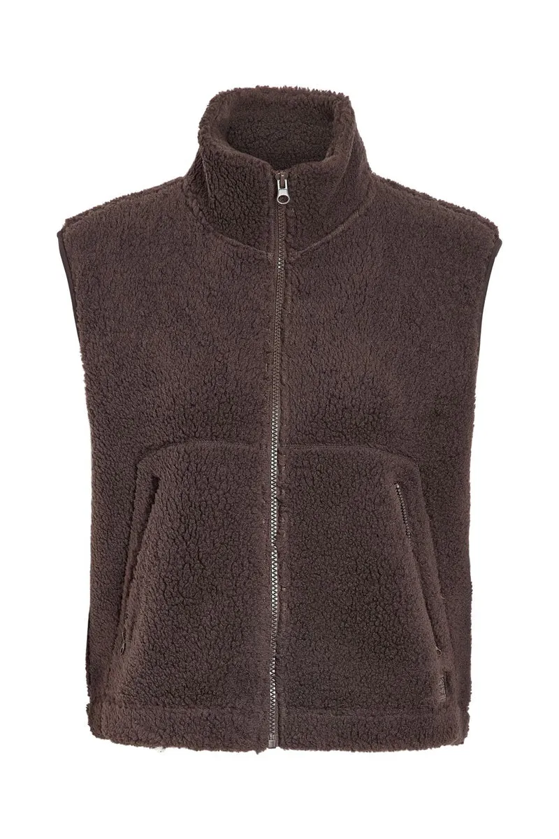 Noisy May - Nmmasey Short Teddy Vest - 5138440 Chocolate Brown