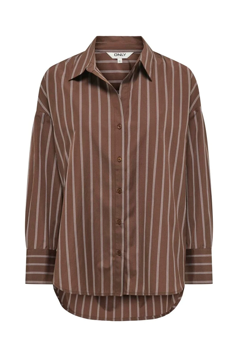 Only - Onloregon Alva Ls Reg Shirt - 5188247 Potting Soil Cloud Dancer