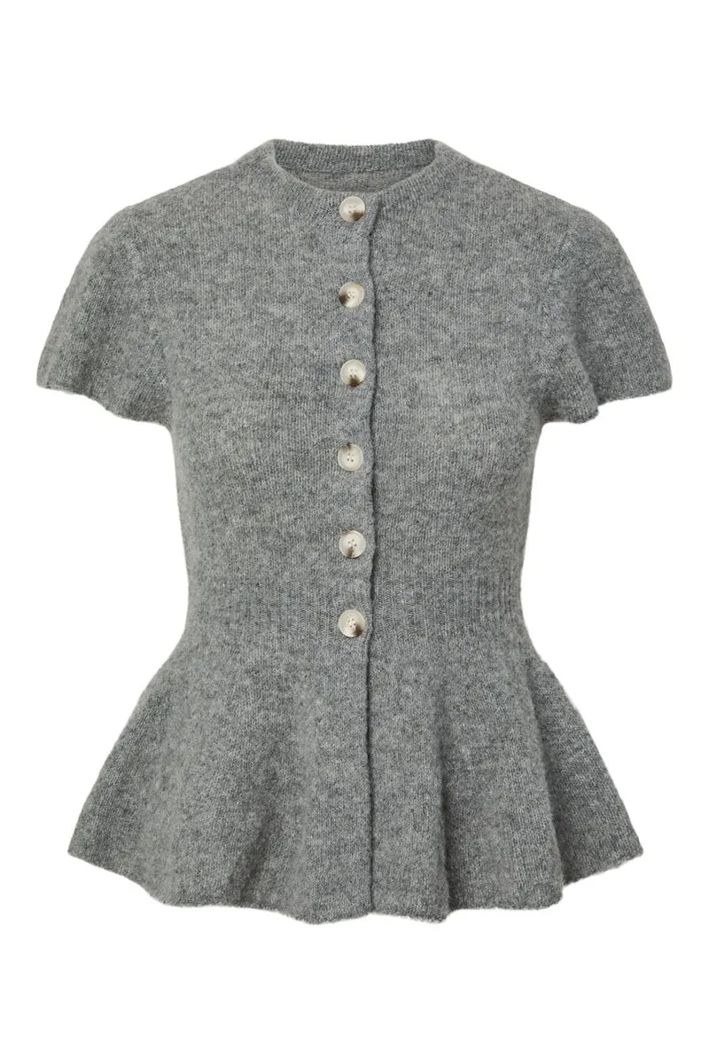 YAS - Yasenya Ss Knit Cardigan - 5137006 Medium Grey Melange