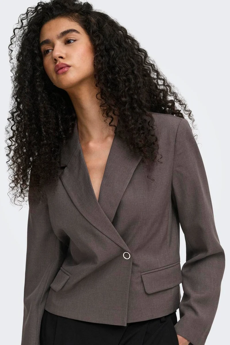 Only - Onllinda L/S Asym Blazer Tlr - 5074107 Chocolate Torte Melange