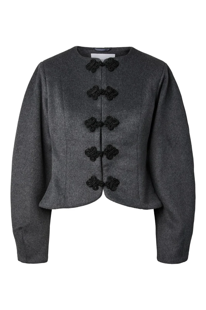 Yas - Yasnapo Ls Wool Jacket Story - 5184802 Dark Grey Melange