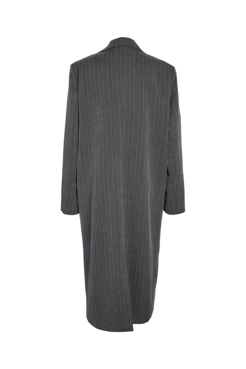 Noisy May - Nmcelia L/S Long Oversize Blazer Tnt/20 - 5213553 Charcoal Gray Pinstripe