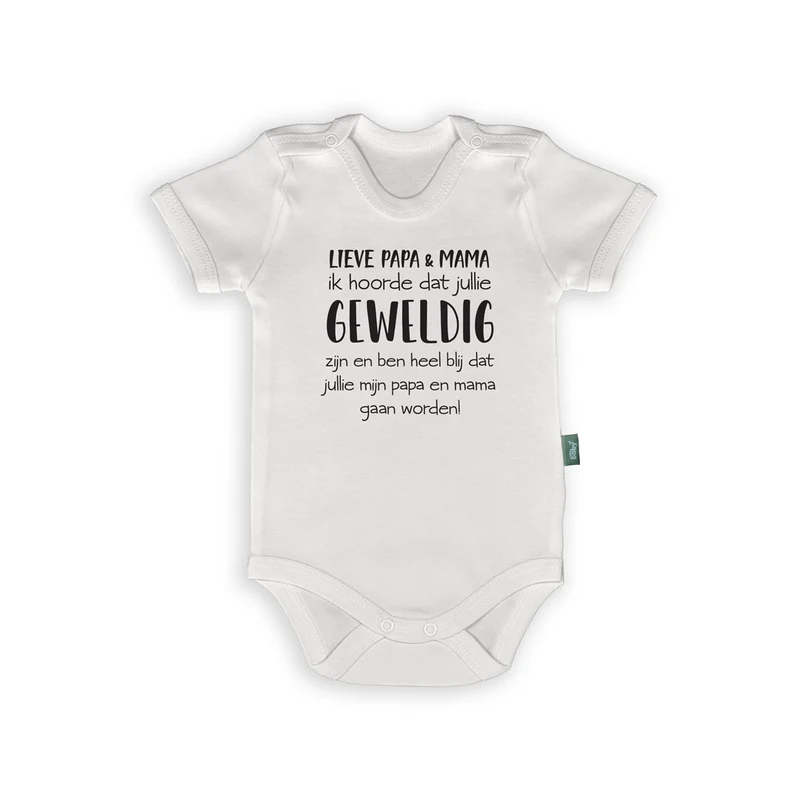 Zwangerschap Aankondiging Romper – “Lieve Papa & Mama, ik hoorde dat jullie geweldig zijn” – Originele Babyromper Cadeau voor Bekendmaking Zwangerschap