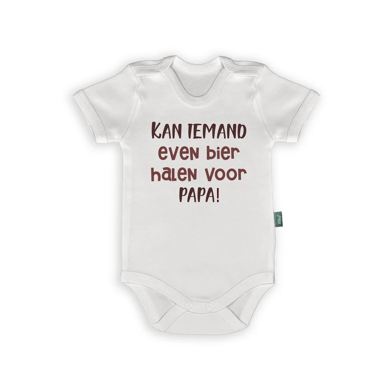 Grappige Romper met Tekst “Kan Iemand Bier Halen voor Papa” – Originele Babykleding als Vaderdag Cadeau of Zwangerschap Aankondiging
