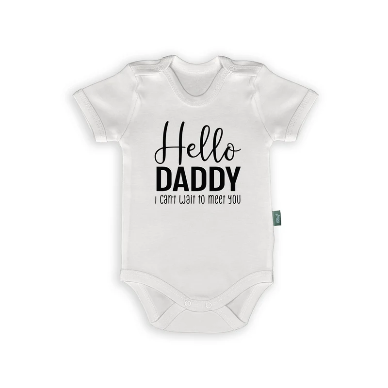 Romper met Tekst – “Hello Daddy, I Can’t Wait to Meet You” – Babyrompertje voor Zwangerschap Aankondiging