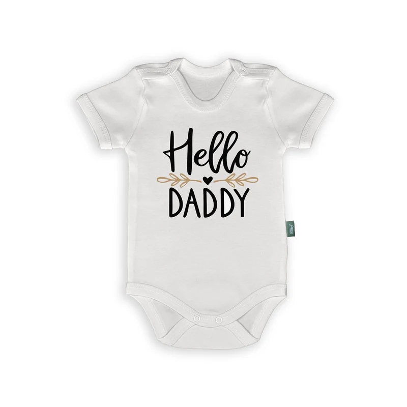 Romper met Tekst – “Hello Daddy” – Lief Babyrompertje voor Zwangerschap of Vaderdag