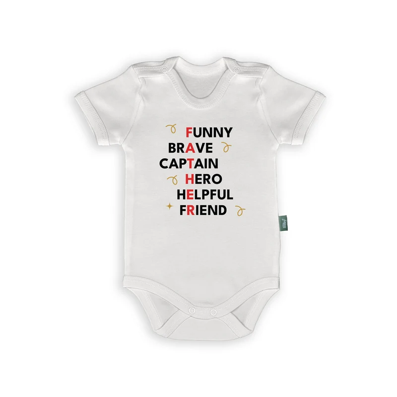 Rompertje met Tekst – “Funny, Brave, Captain – Papa is Mijn Held” – Origineel Vaderdag Cadeau