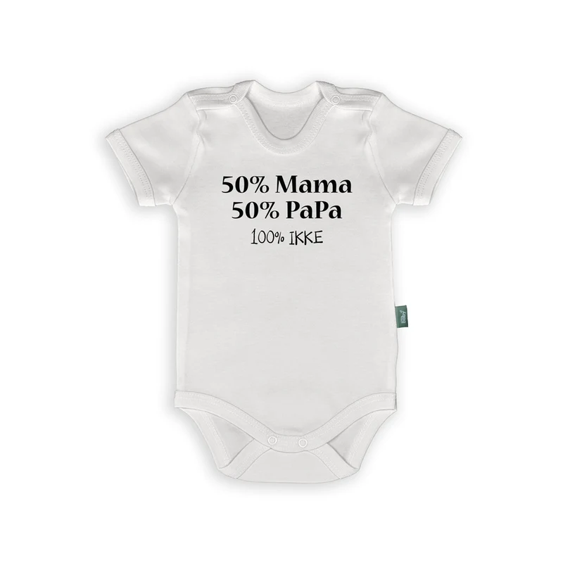 Romper met Tekst – “50% Mama 50% Papa” – Originele Babyromper voor Zwangerschap of Kraamcadeau