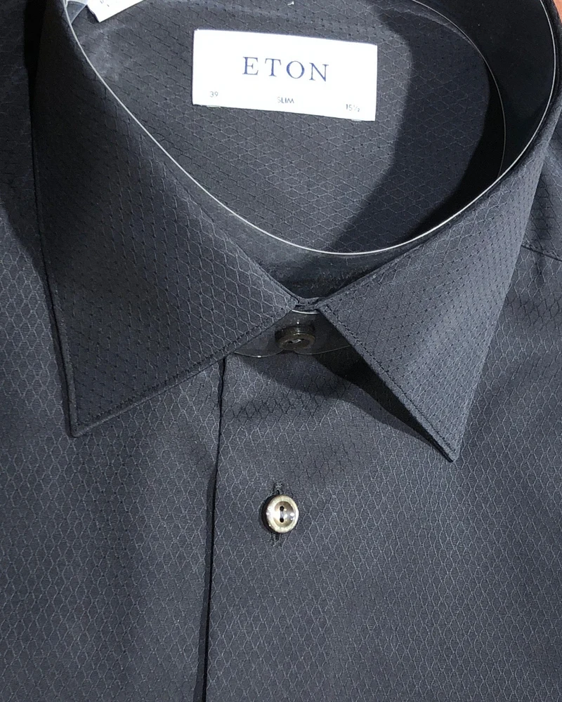 ETON Plain Weave Shirt - Black