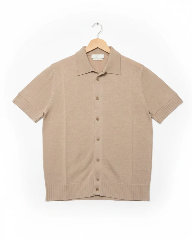 WOOL & CO Camicia Corta - Sand