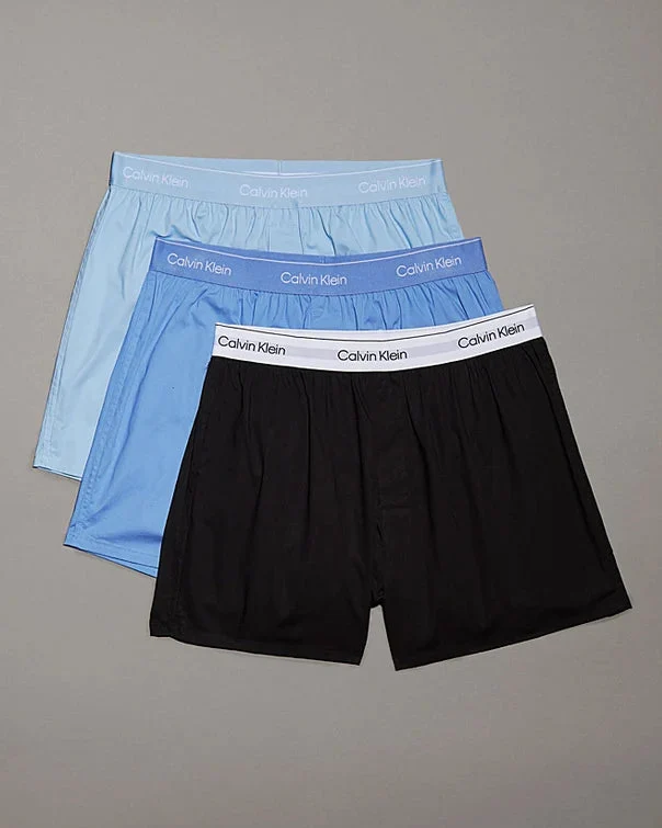 CALVIN KLEIN 3P Slim Boxers - Black/Glacier
