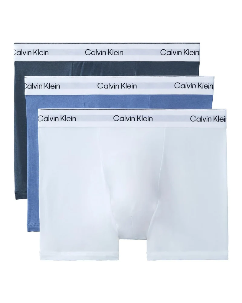 CALVIN KLEIN 3P Relaxed Fit Trunks - White/Blue Tulip/Turbulence