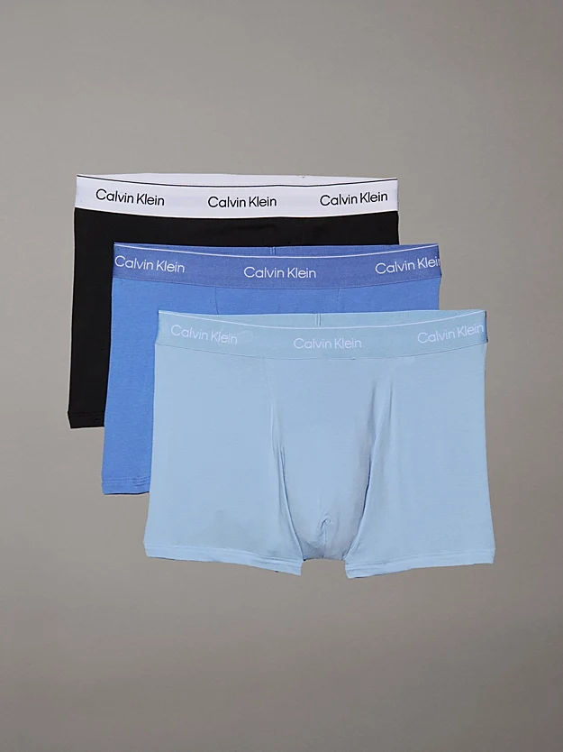 CALVIN KLEIN 3P Icon Cotton Stretch Trunks - Blue