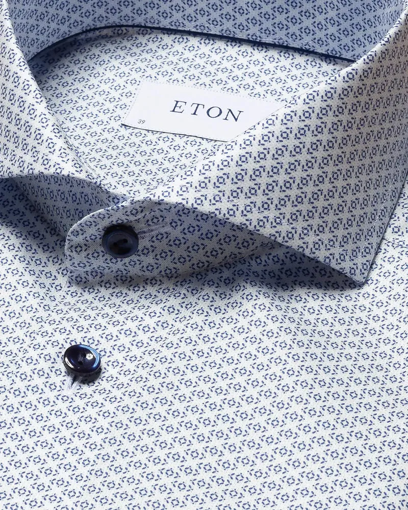 ETON Twill Pattern Shirt Slim - Marine