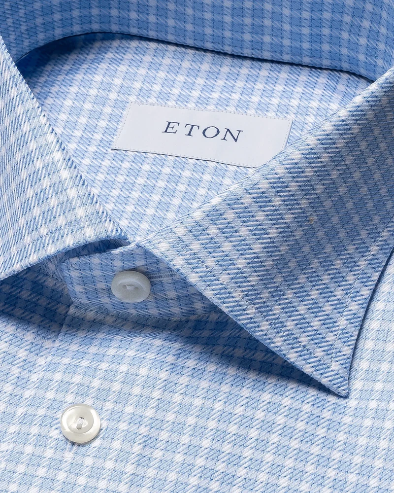 ETON Signature Twill Check Shirt Contemporary - Blue