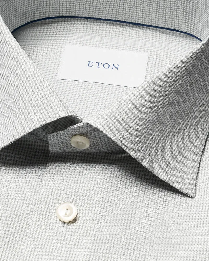 ETON Signature Twill Houndstooth Shirt Slim - Light Green