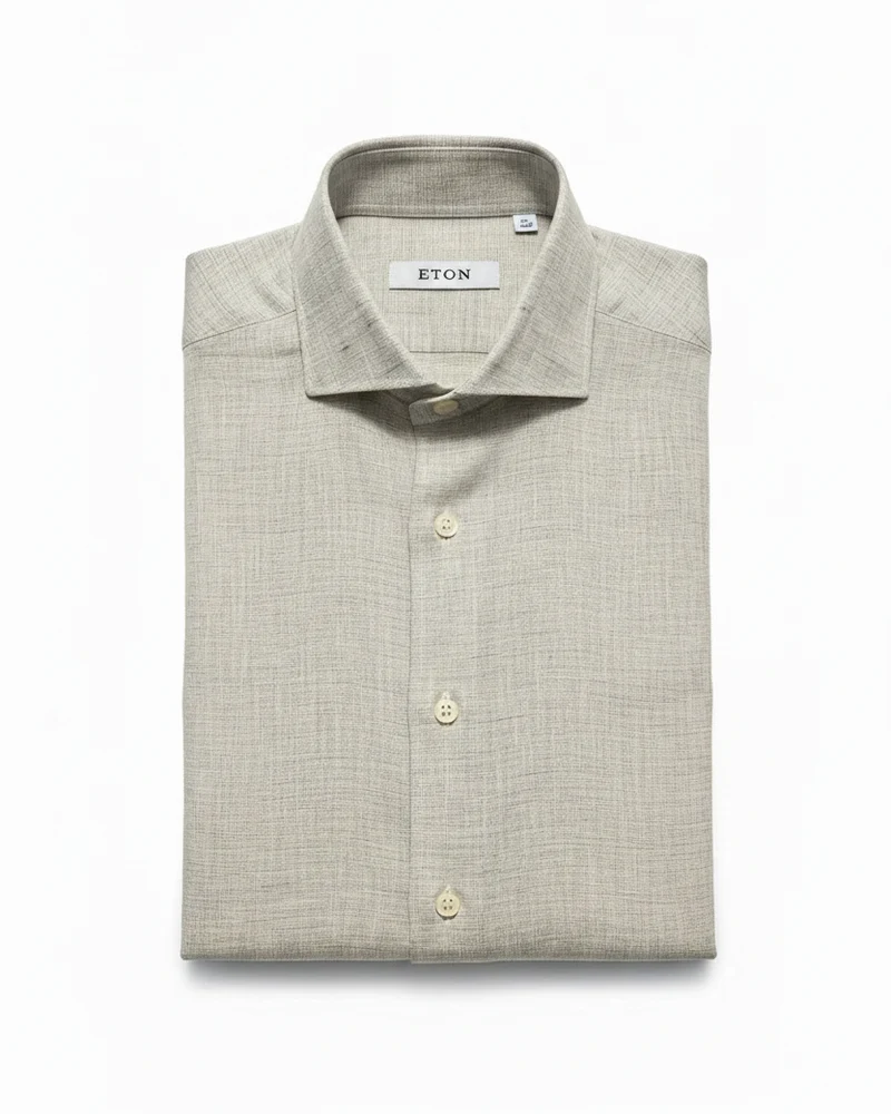 ETON Solid Linen Shirt - Green