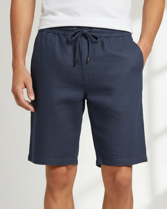 SAND Jason S Linen Shorts - Navy