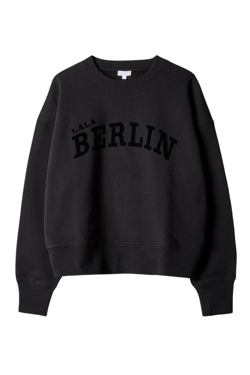 Lala Berlin - Lala Sweatshirt 2 10025461 - Black Flock Logo