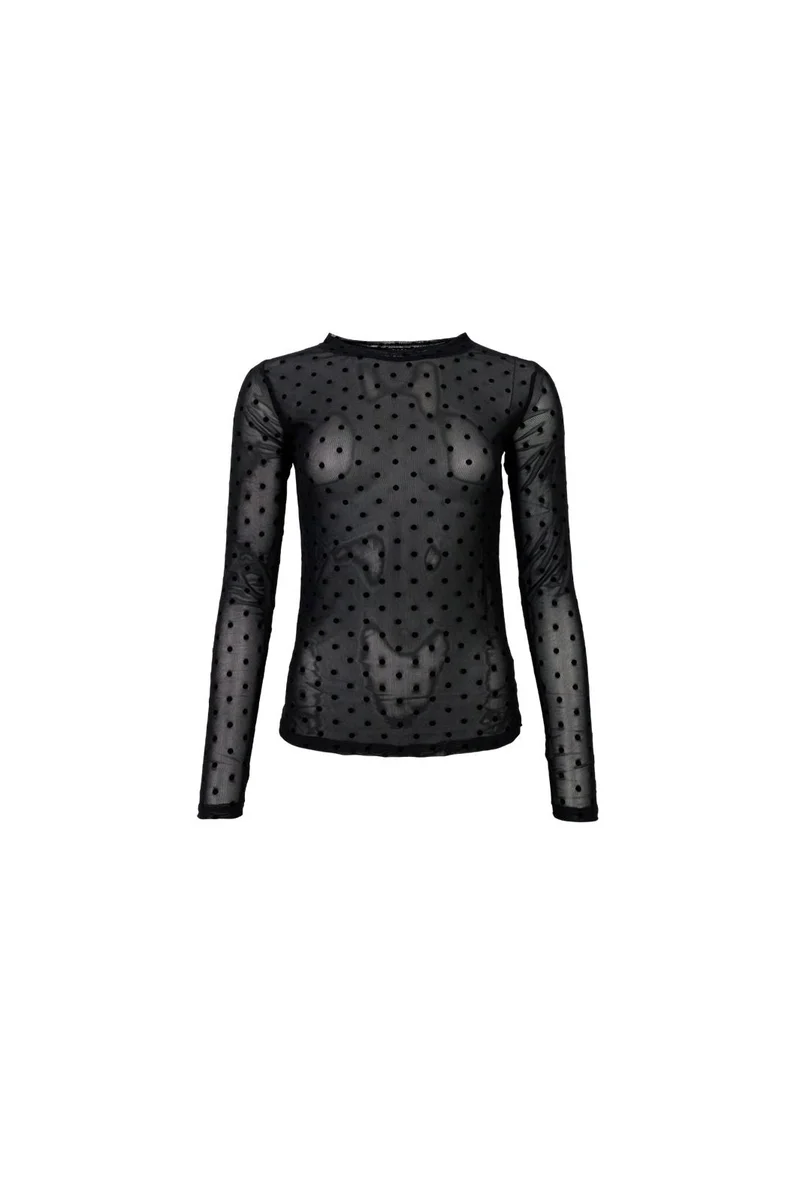Black Colour - Bcjennie Dotted Mesh Blouse 40611 - Shirts - Espresso