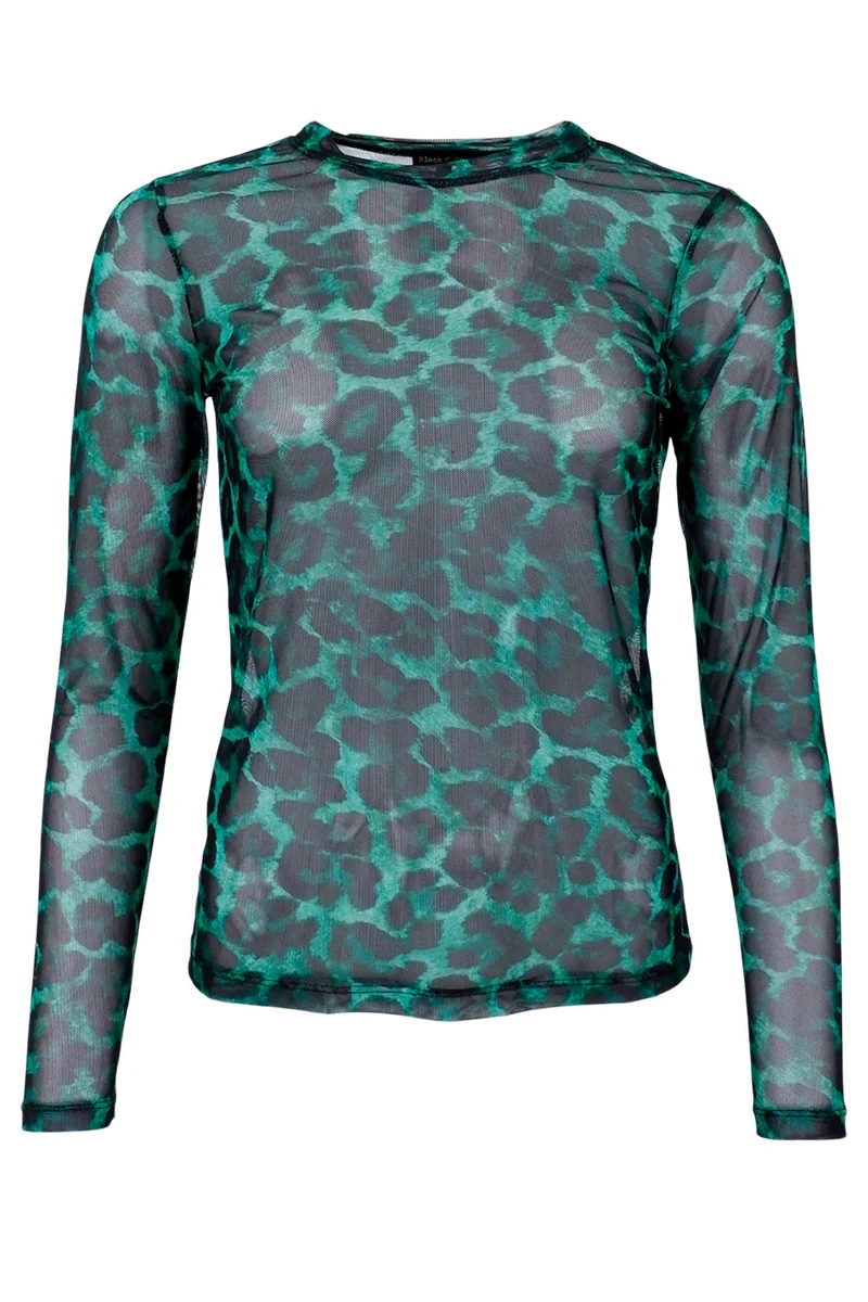 Black Colour - Bcflorence Mesh Blouse - Green Leo