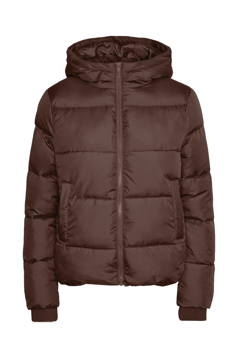 Pieces - Pcbee New Short Puffer Jacket - 4863592 Hot Fudge