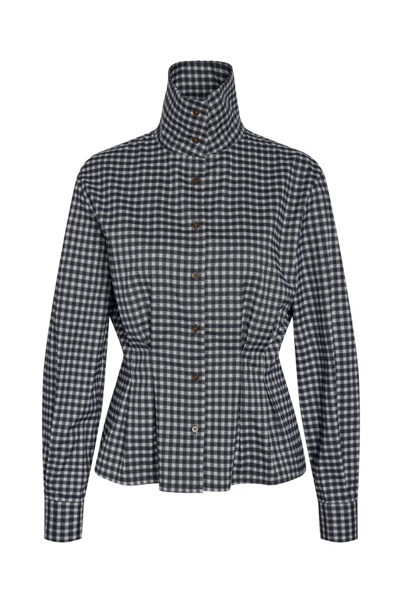 Noisy May - Nmpamila Highneck L/S Detail Shirt - 5224958 Navy Blazer White